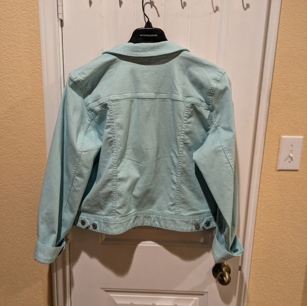 Talbots Stretch Jean Jacket   XL color Teal - Picture 13 of 16